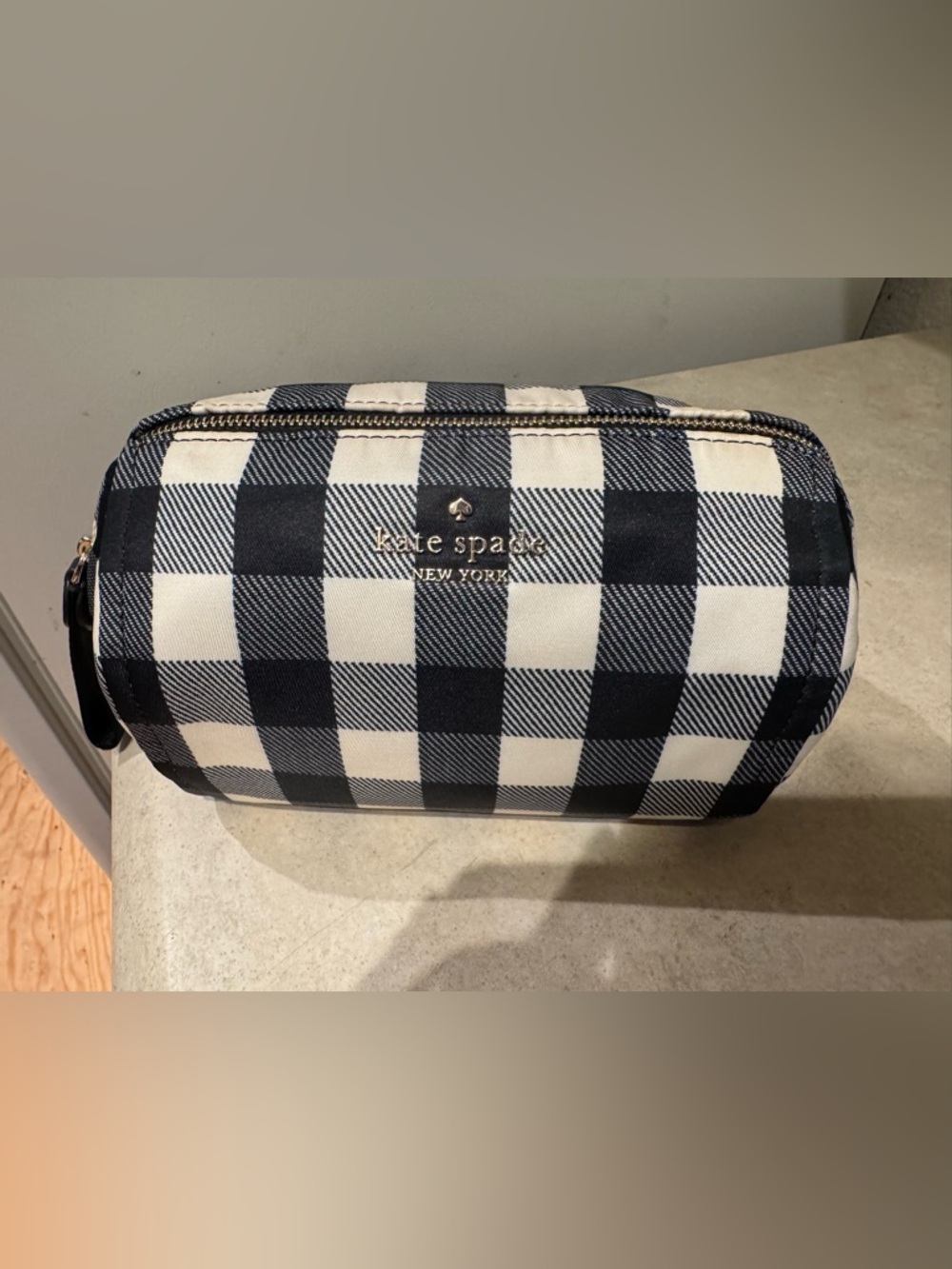 kate spade Chelsea Black and White Gingham Toiletry Pouch